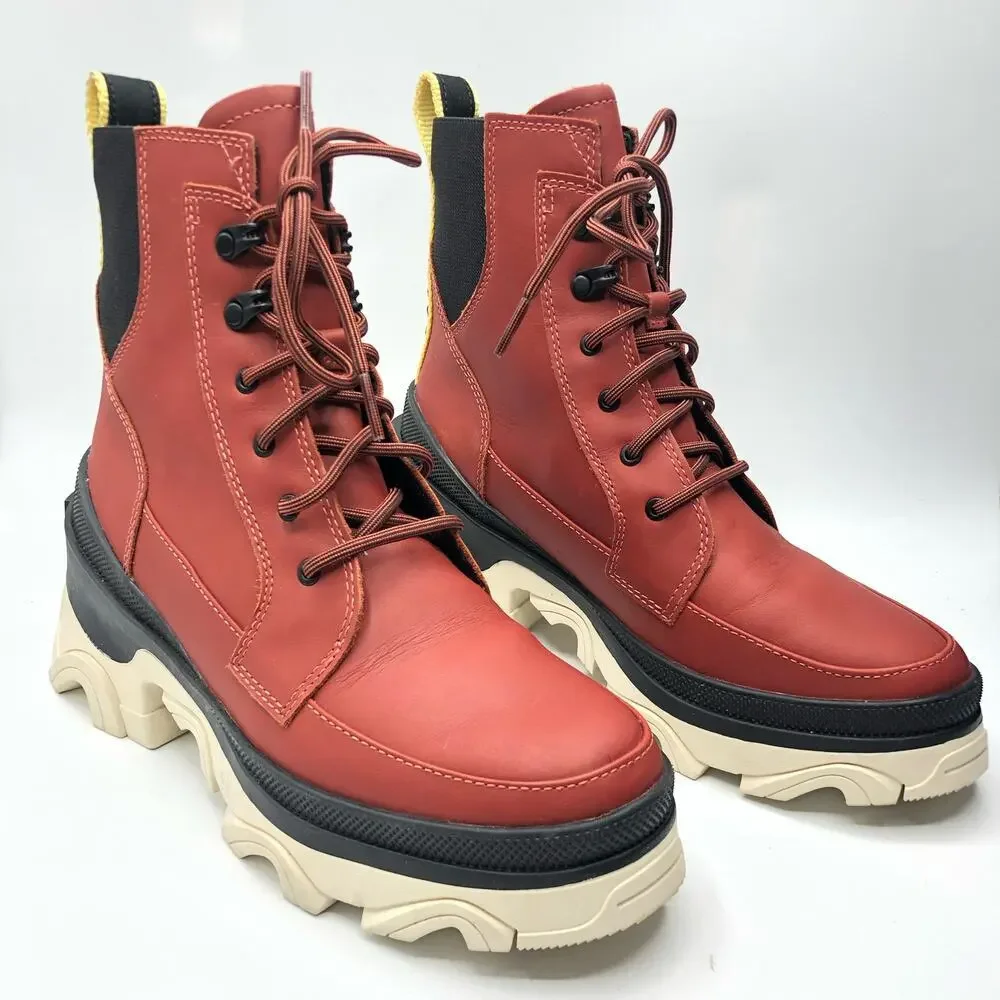 Sorel Brex Lug Sole Lace-Up Boots Wrap Red & Black Size US 7